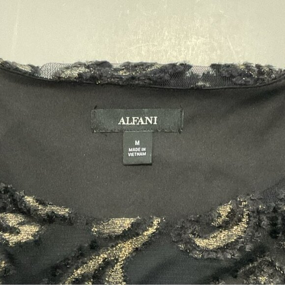 Alfani Velvet-Burnout Side-Tie Top Black Gold Glitter Wild Modern Animal… - Picture 3 of 8